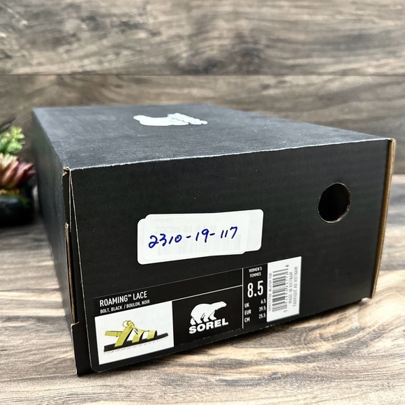 NIB Sorel Roaming Lace 8.5 Slingback Gladiator Flat Leather Sandals Black Pink - Picture 10 of 11